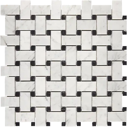Carrara White Basketweave w/ Black