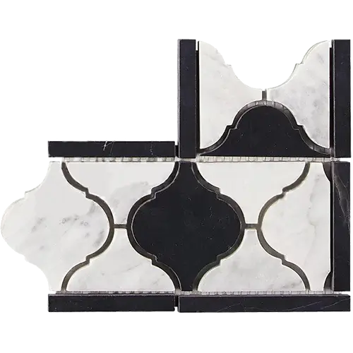 Carrara White Lantern Luxury Border Corner w/ Black