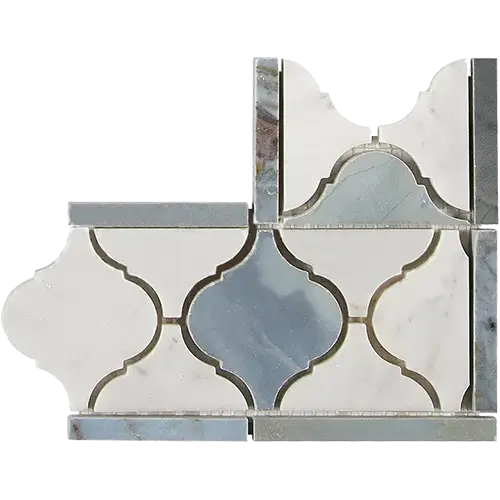 Carrara White Lantern Luxury Border Corner w/ Blue-Gray