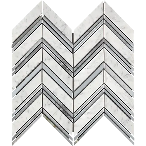 Carrara White Chevron Large w/ Carrara Blue-Gray