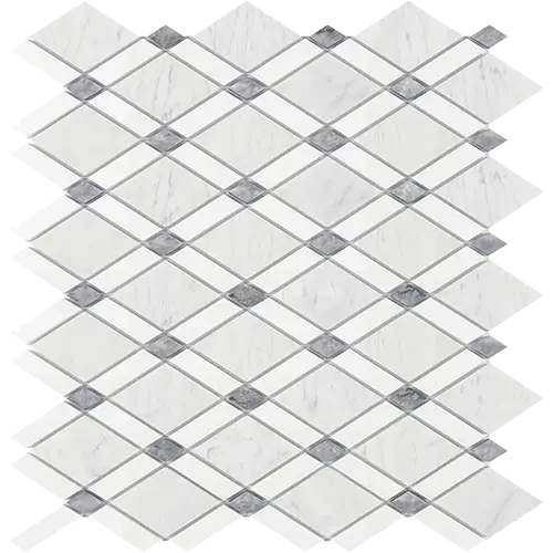 Carrara White Lattice Thassos + Carrara White + Blue-Gray