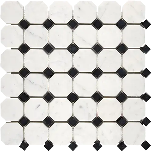 Carrara White Octagon w/ Black