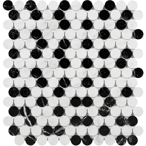 Carrara White Penny-Round Carrara + Thassos + Black