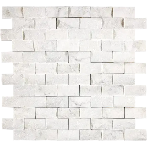 Carrara White Split-Faced 1" x 2" Brick