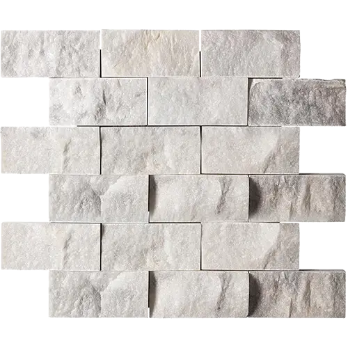 Carrara White Split-faced 2" x 4" Deep-Beveled Brick