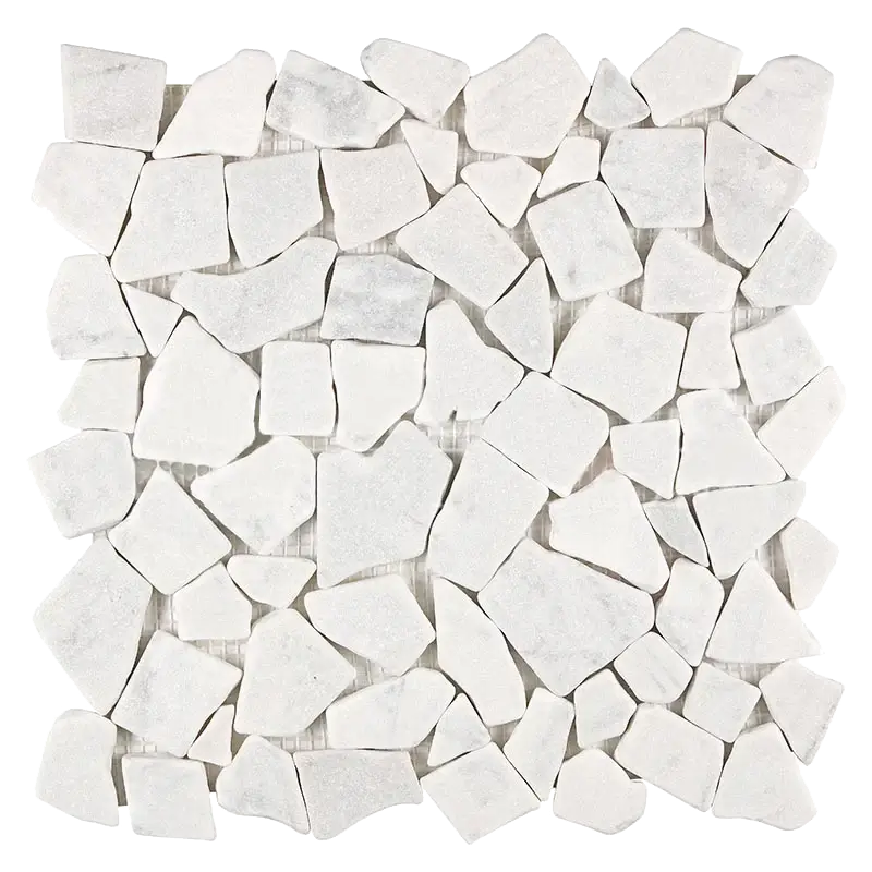 Carrara White Tumbled Flat Pebble / Paledian