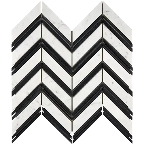 Carrara White Chevron Large w/ Carrara Black