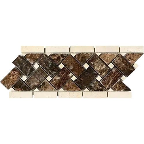 Crema Marfil Basketweave Border w/ Emp. Dark Dots