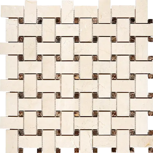 Crema Marfil Honed Basketweave w/ Emp. Dark Dots