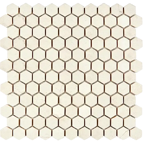 Crema Marfil Tumbled 1" Hex