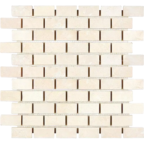Crema Marfil Tumbled 1" x 2" Brick Mosaic