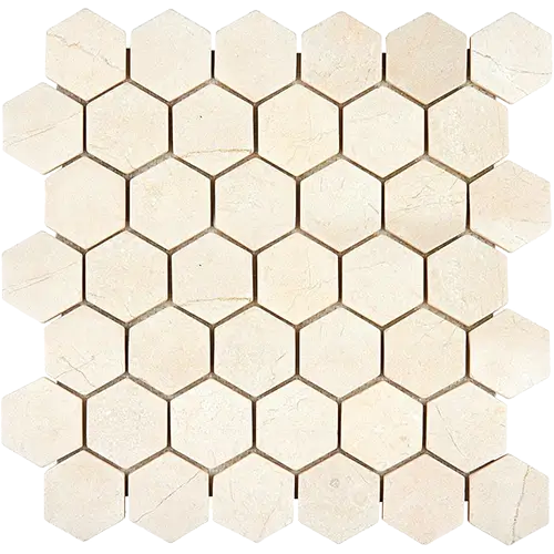 Crema Marfil Tumbled 2" Hex