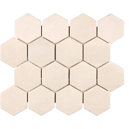 Crema Marfil Tumbled 3" Hex