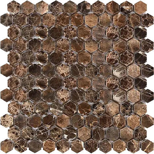 Emperador Dark Polished 1" Hex