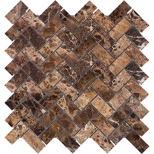 Emperador Dark Polished 1" x 2" Herringbone