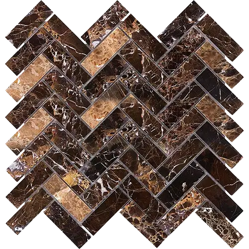 Emperador Dark Polished 1" x 3" Herringbone