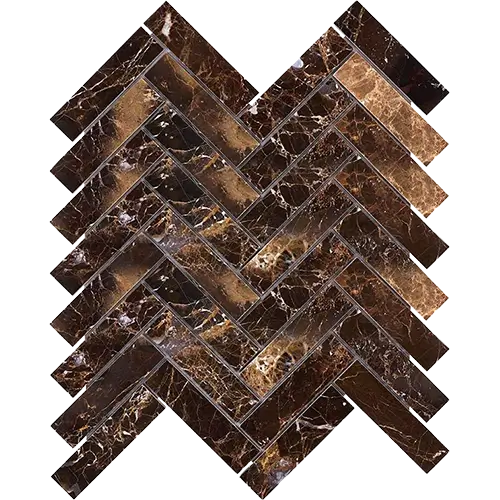 Emperador Dark Polished 1" x 4" Herringbone
