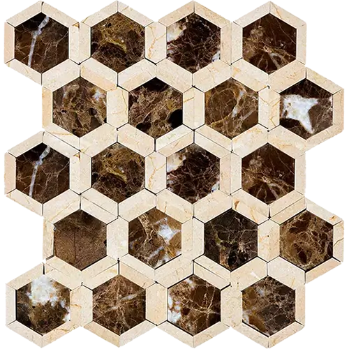 Emperador Dark Polished 2" Vortex Hex