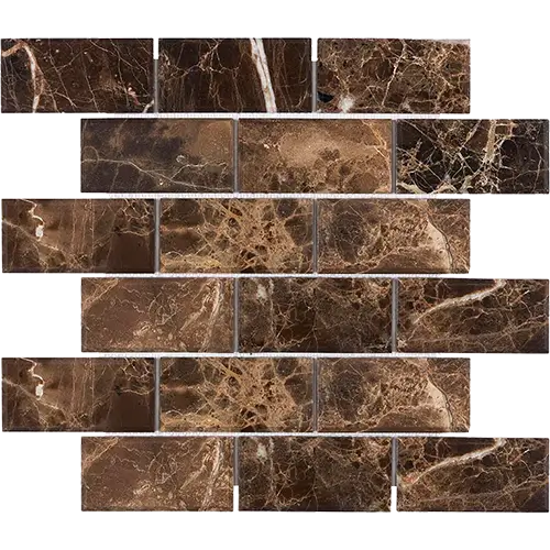 Emperador Dark Polished 2" x 4" Deep-Beveled Brick
