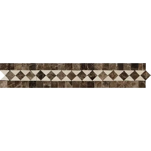Emperador Dark Polished BIAS Border w/ Crema Marfil Dots