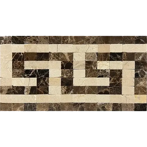 Emperador Dark Polished Greek Key Border Emp. Dark + C. Marfil