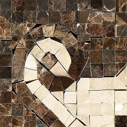 Emperador Dark Polished Wave Border Corner Emp. Dark + C. Marfil