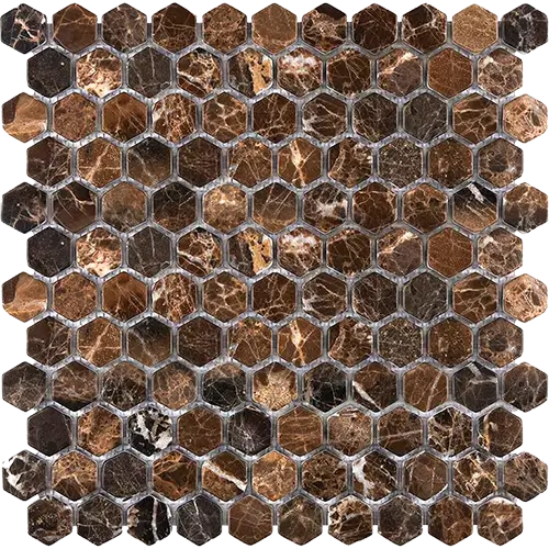 Emperador Dark Tumbled 2" Hex