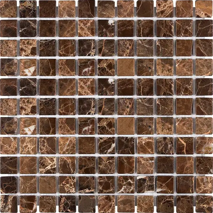 Emperador Dark Tumbled 1" x 1" Mosaic