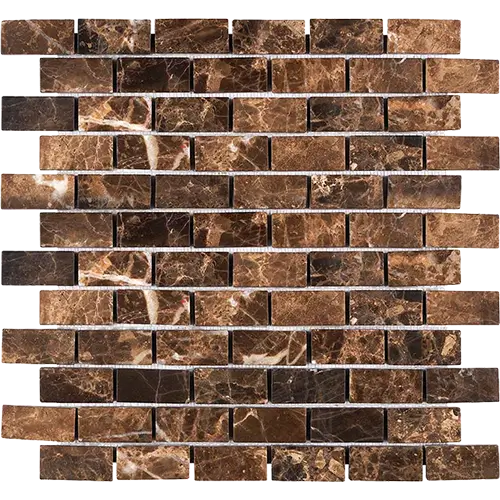 Emperador Dark Tumbled 1" x 2" Brick