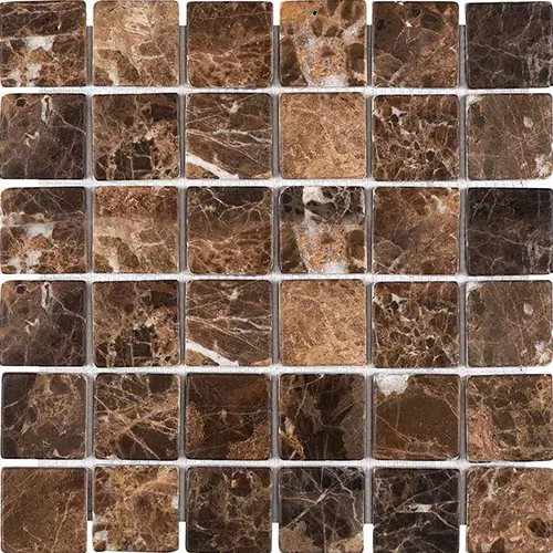 Emperador Dark Tumbled 2" x 2" Mosaic