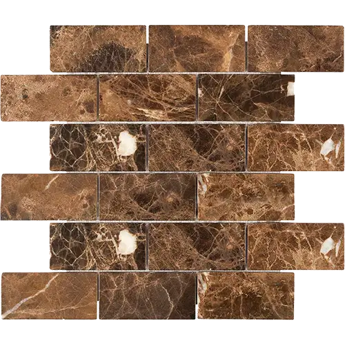 Emperador Dark Tumbled 2" x 4" Straight-Edged Brick
