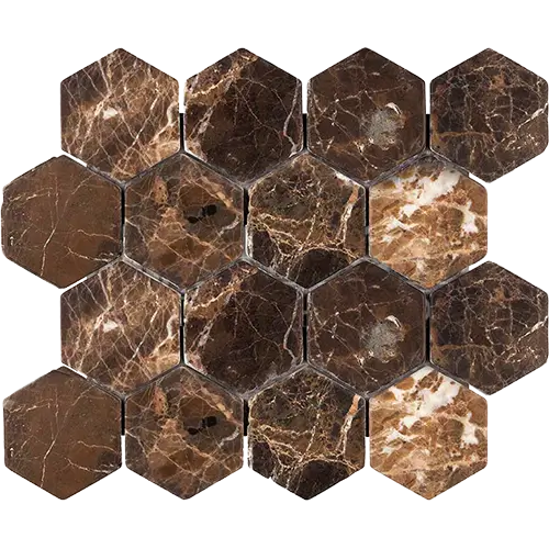 Emperador Dark Tumbled 3" Hex
