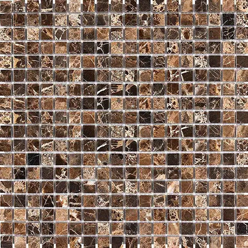 Emperador Dark Tumbled 5/8" x 5/8" Mosaic