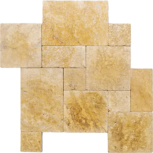 Gold / Yellow Cross-Cut Unfilled, Brushed & Chiseled Versailles Pattern