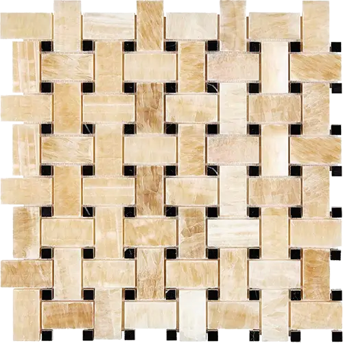 Honey Giallo Crystal Polished Basketweave w/ Black