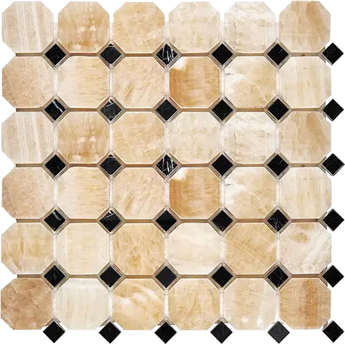 Honey Giallo Crystal Polished Octagon w/ Black