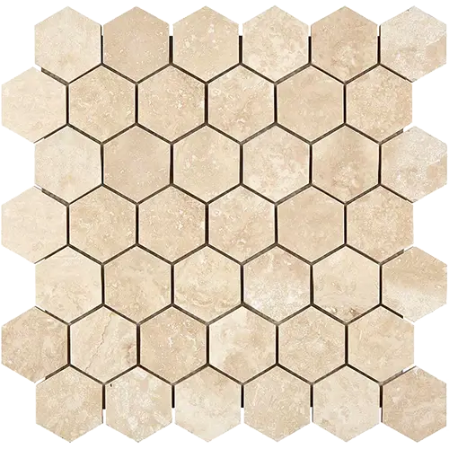 Ivory / Light Filled & Honed 2" Hex