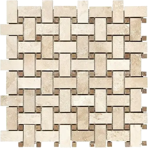 Ivory / Light Filled & Honed Basketweave w/ Noce Dots