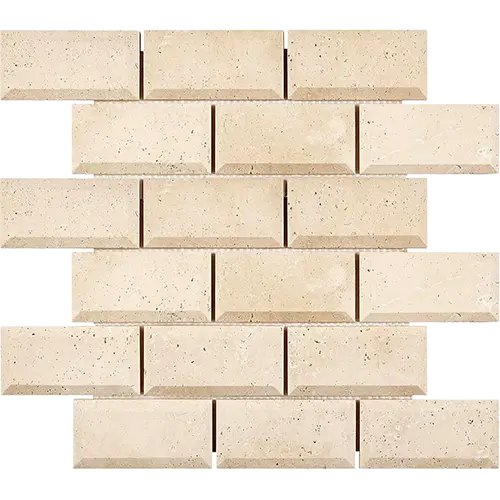 Ivory / Light Honed 2" x 4" Deep-Beveled Brick