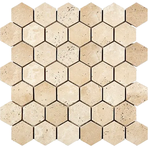 Ivory / Light Tumbled 2" Hex