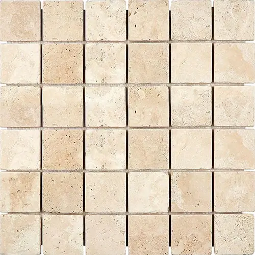 Ivory / Light Tumbled 2" x 2" Mosaic