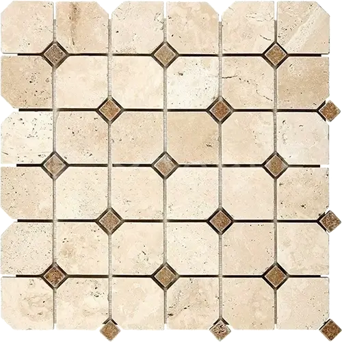 Ivory / Light Tumbled Octagon w/ Noce Dots