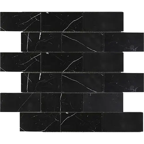 Nero Marquina Honed 2" x 4" Straight-Edged Brick