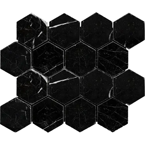 Nero Marquina Honed 3" Hex