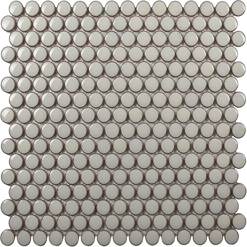Cc Mosaics Plus Cream Penny Round Bright 12" x 12"