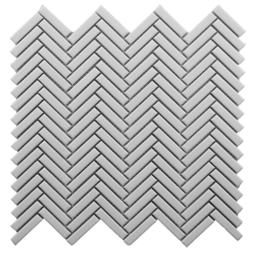 Cc Mosaics Plus White Bright 12" x 12" Herringbone Mosaic