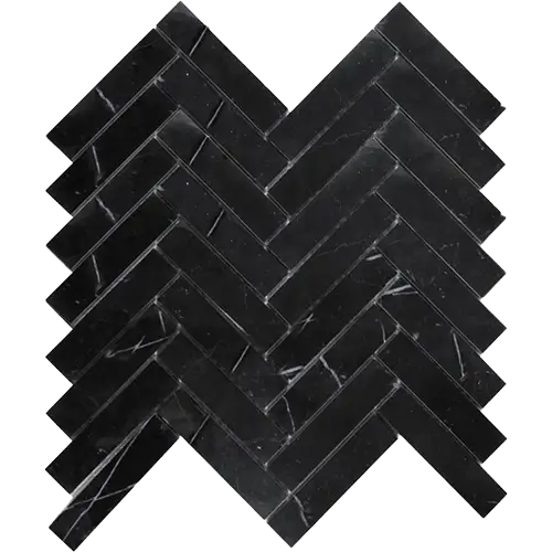Nero Marquina 1" x 4" Herringbone