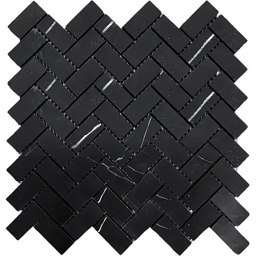 Nero Marquina 1" x 2" Herringbone