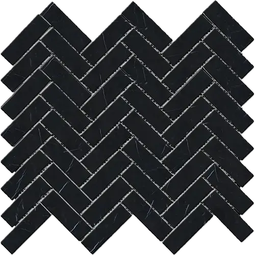 Nero Marquina Honed 1" x 3" Herringbone
