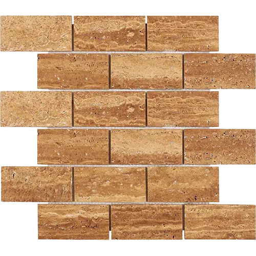 Noce Exotic Unfilled, Brushed & Straight-Edged 2" x 4" Brick